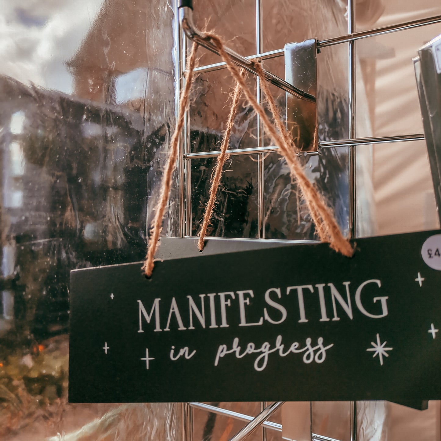 Manifesting in Progress Hanging Sign