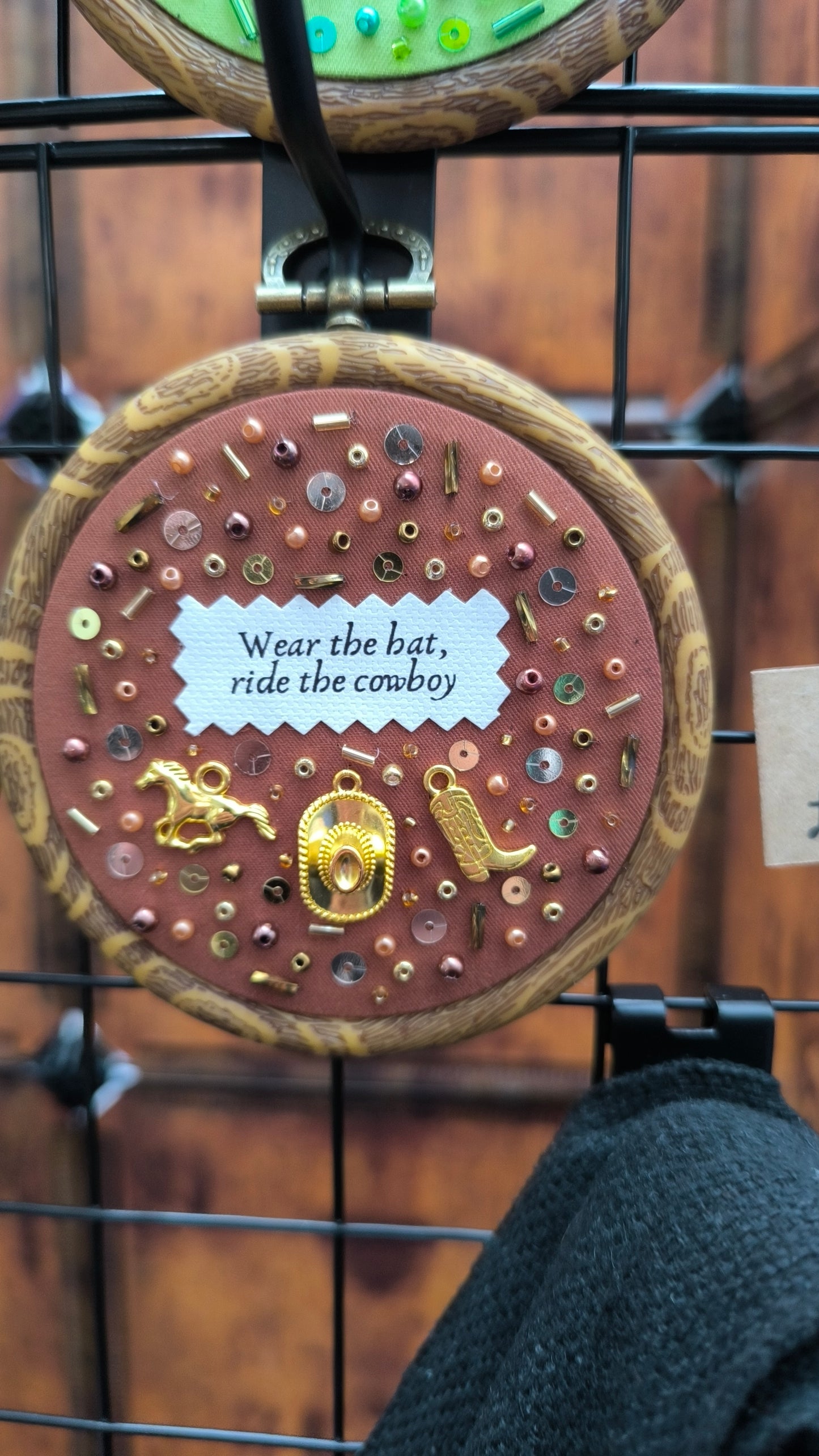 Wear the Hat Ride the Cowboy Brown Decorative Hoop