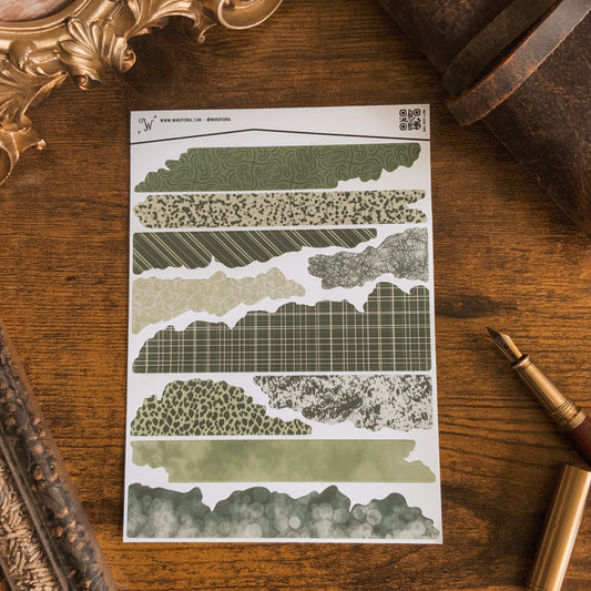 Misty Sage Torn Edges Large Vinyl Sticker Sheet