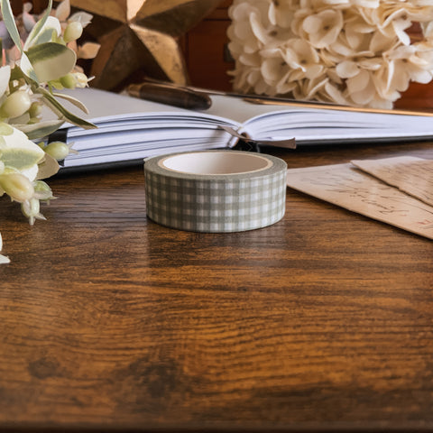 Misty Sage Plaid 15mm Washi