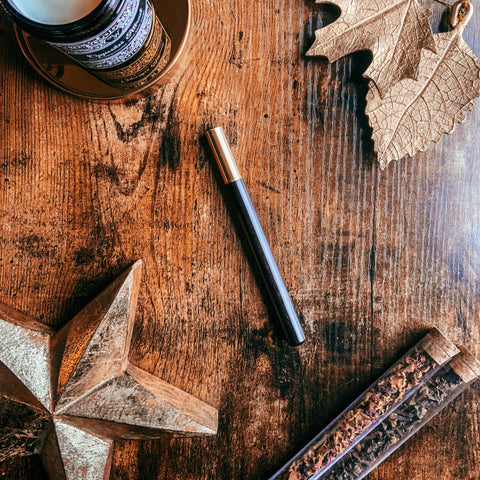 Black Wood and Brass Ball Point Pen