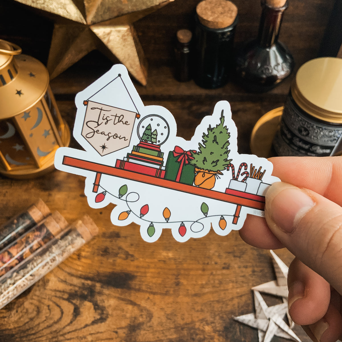 Winter/Christmas Decoration Shelf Vinyl Die Cut Sticker