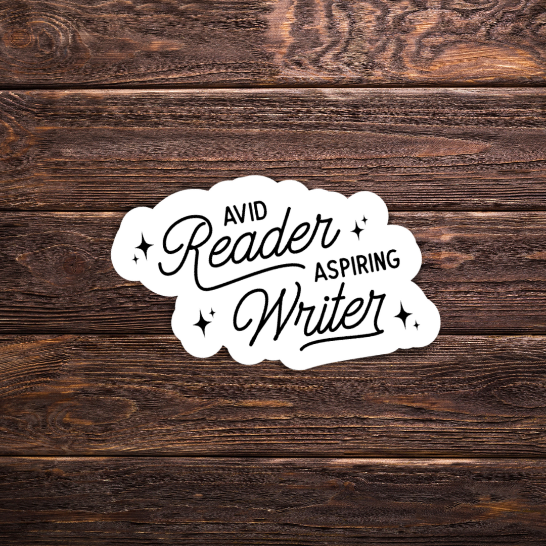 Avid Reader Aspiring Writer Sticker