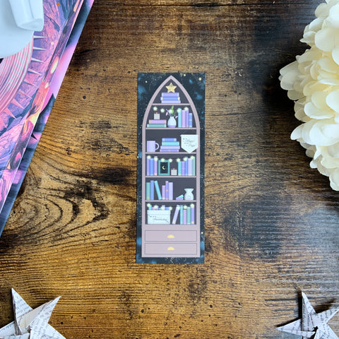Magical Wooden Bookshelf with Decoration Bookmark