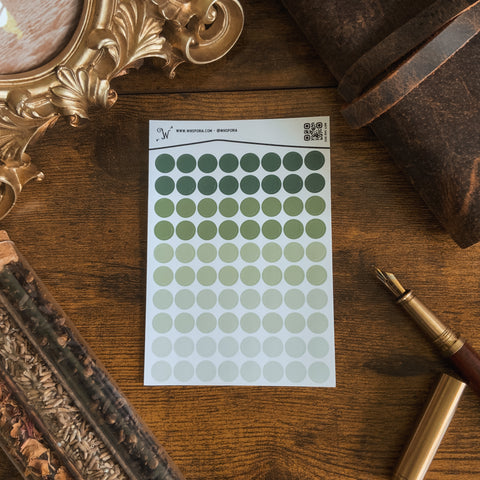 Misty Sage Gradient Dots Small Vinyl Sticker Sheet