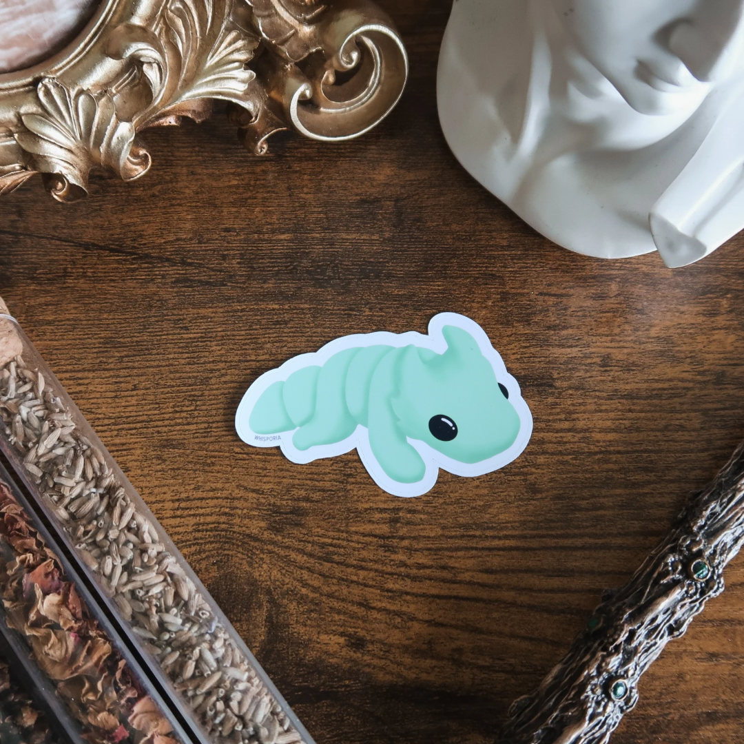 Mint Green Book Dragon Die Cut Vinyl Sticker