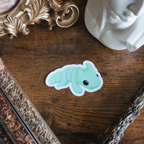 Mint Green Book Dragon Die Cut Vinyl Sticker