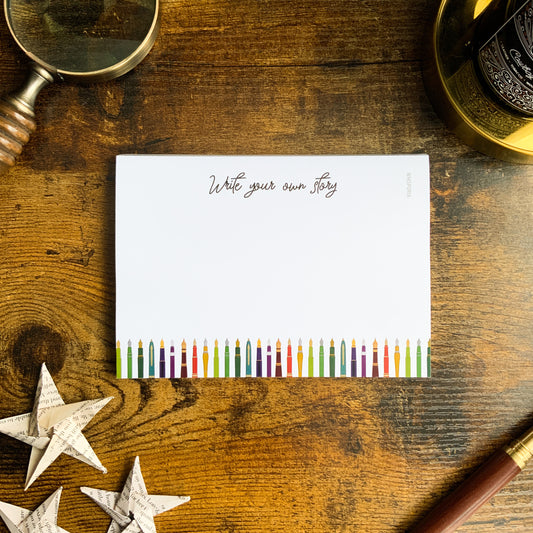 "Write Your Own Story" Rainbow Writer Fountain Pen A6 Notepad (50 sheets)