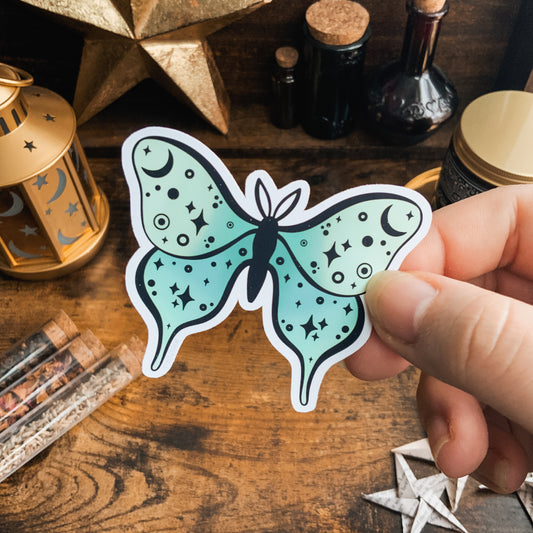 Green Luna Moth Vinyl Die Cut Sticker