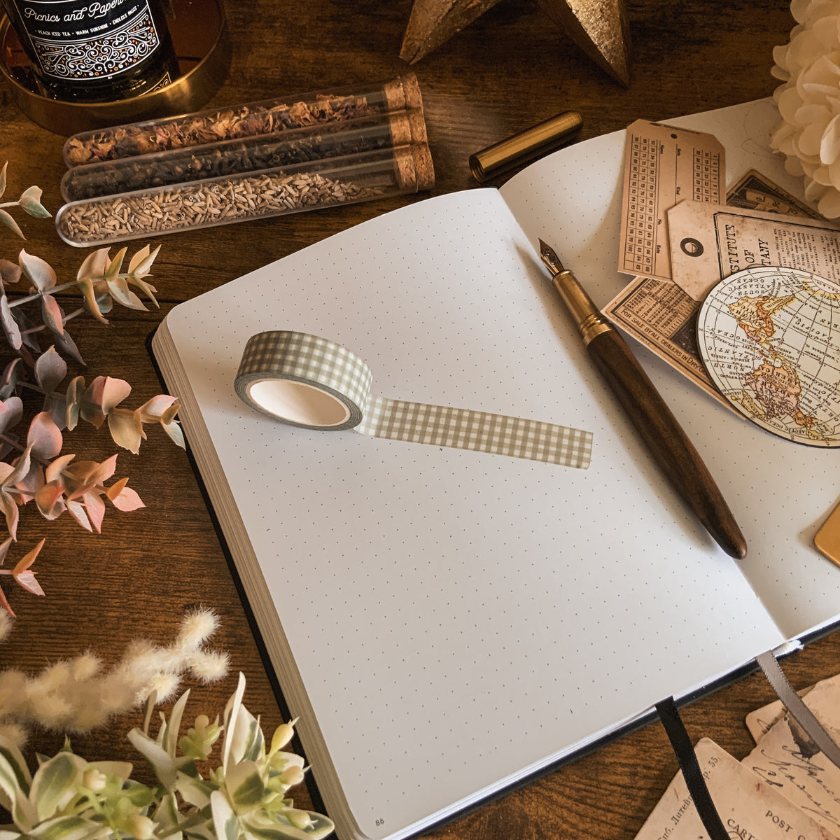 Misty Sage Plaid 15mm Washi