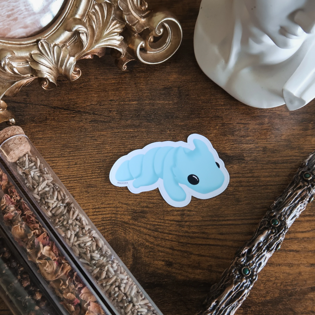 Baby Blue Book Dragon Die Cut Vinyl Sticker