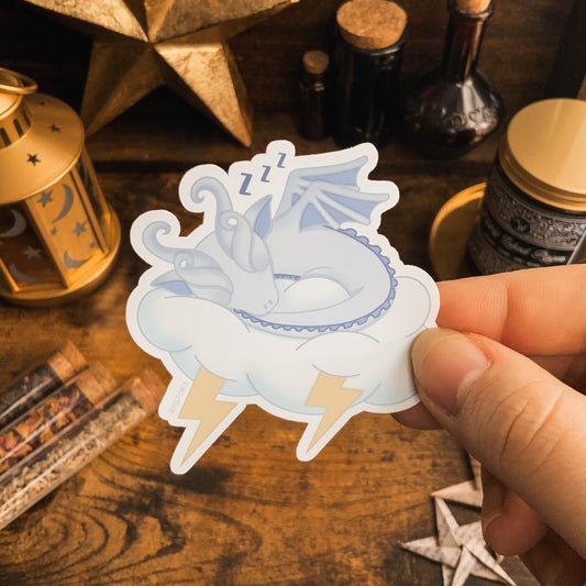 Light Blue Storm Dragon Vinyl Die Cut Sticker