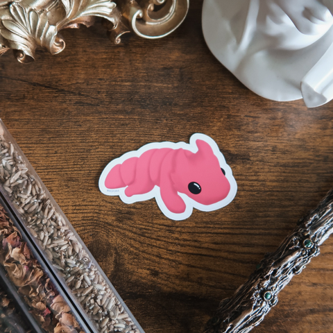 Strawberry Pink Book Dragon Die Cut Vinyl Sticker