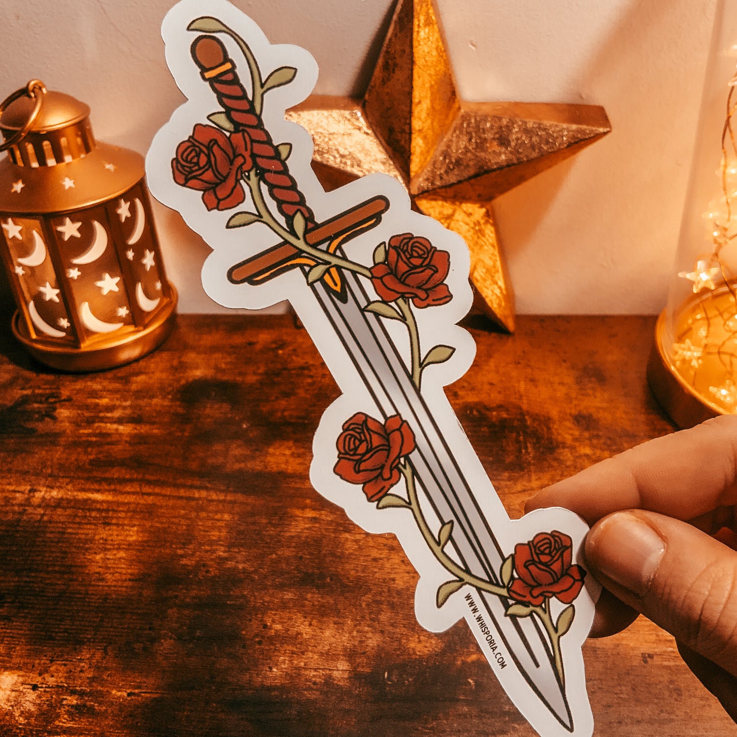 Fantasy Sword Shaped Bookmark - Red Roses