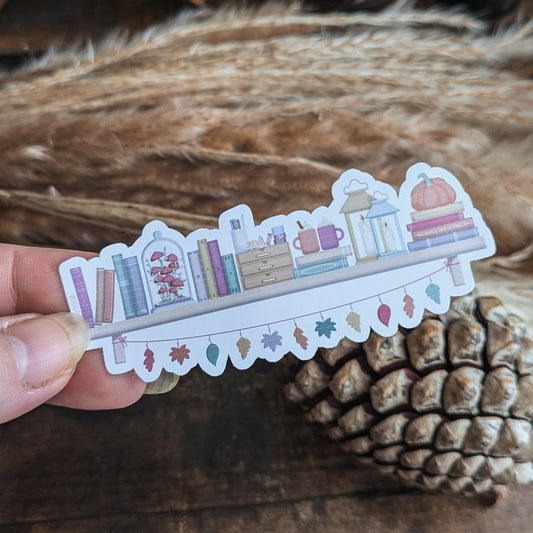 Autumn/Fall Pastel Bookshelf Vinyl Die Cut Sticker