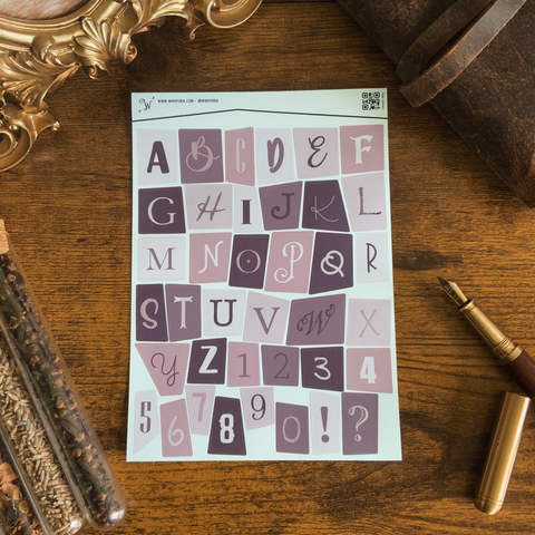 Vintage Posie Mixed Letters Large Vinyl Sticker Sheet