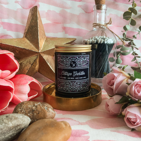 Cottage Garden – Lavender & Oakmoss Soy Candle (180ml Amber Glass)