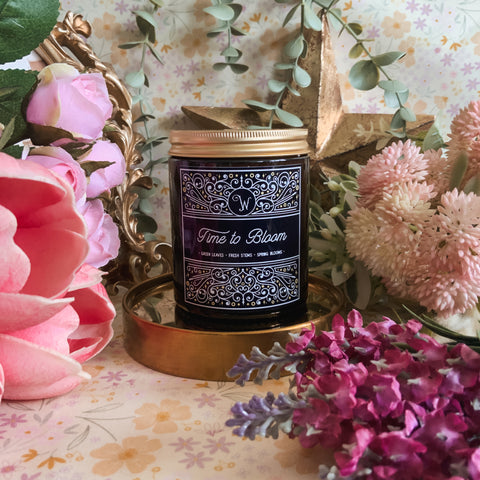Time to Bloom – Fresh Cut Flowers Soy Candle (180ml Amber Glass)