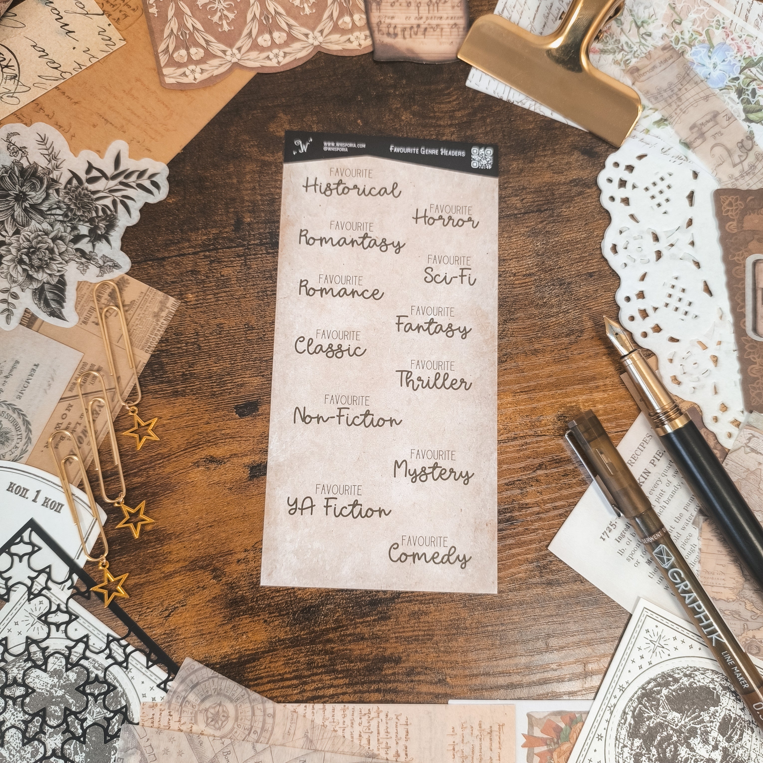 Favourite Genre Headers Sticker Sheet – Whisporia