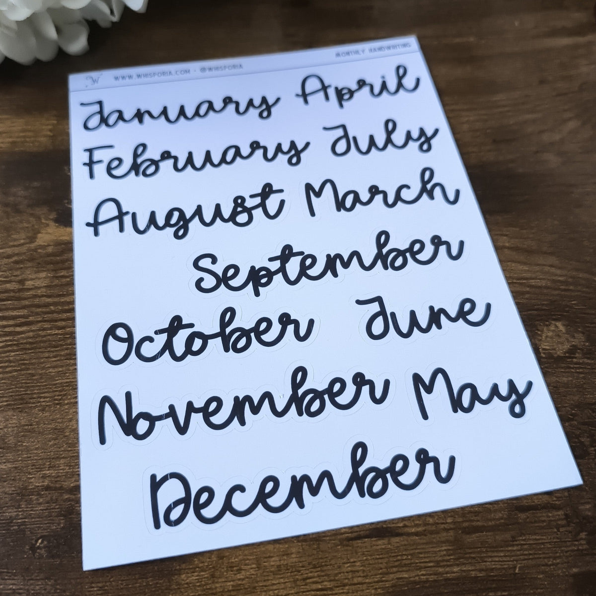 Book Journal Headers - Monthly Handwriting
