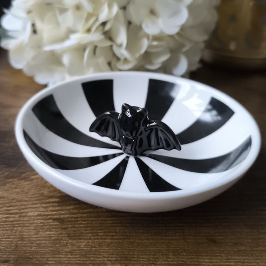 Striped Bat Ceramic Trinket Dish