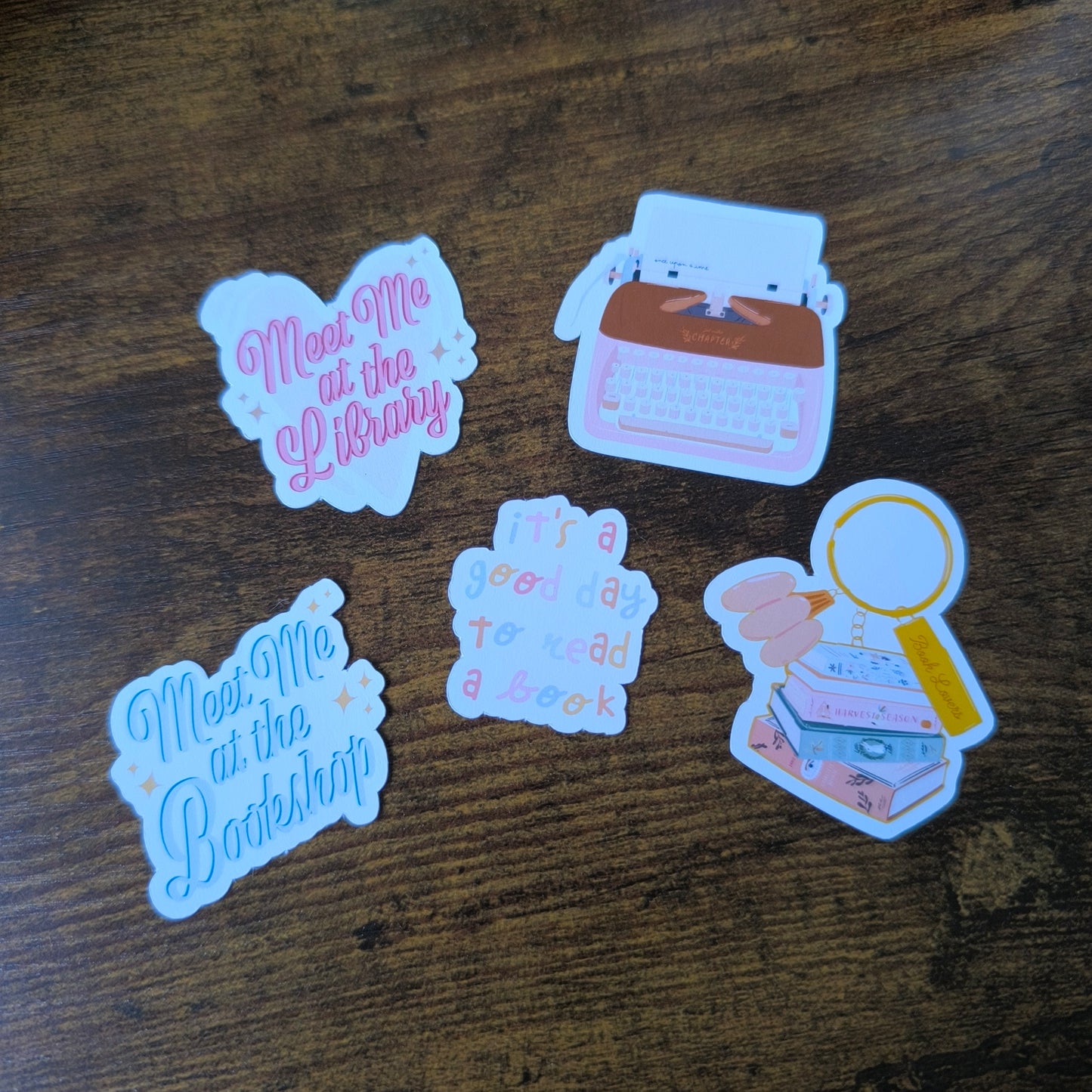 Colourful Pastel Bookish Die Cut Sticker Set