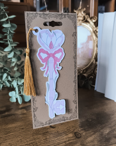 Pink Bow Key Holo Sparkle Bookmark