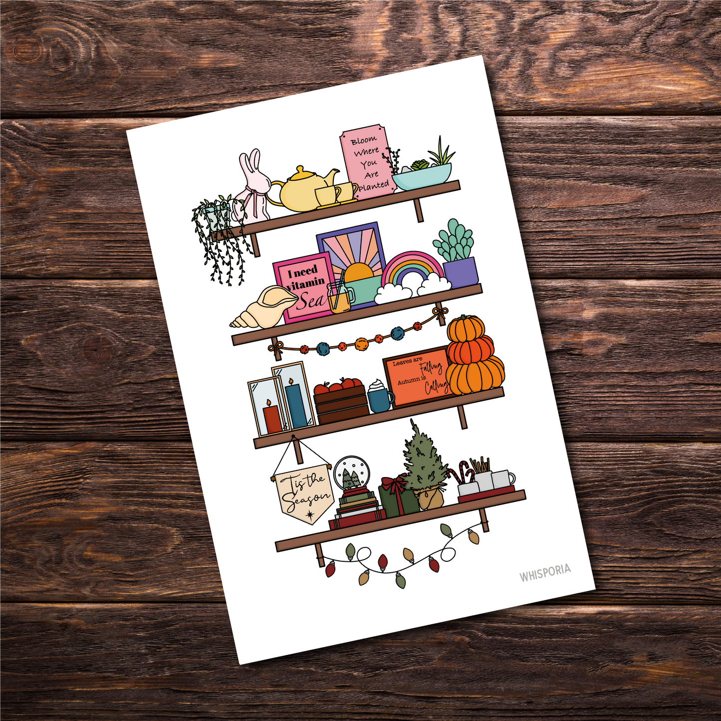 Seasonal Shelves A6 Print and Journaling Card