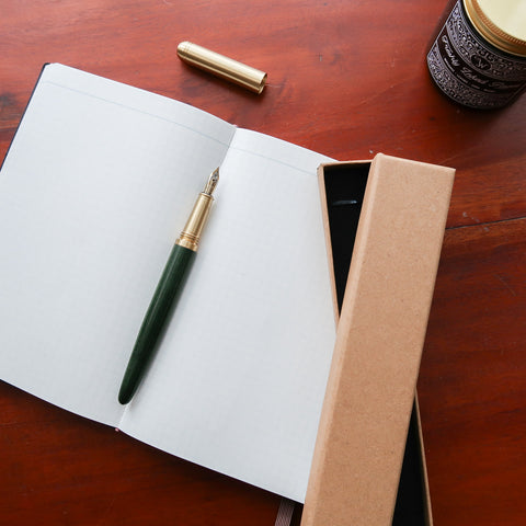 Wooden Brass Fountain Pen (Green)