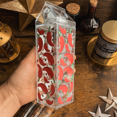 Romance is Nice But Give Me Some Spice Chilli Peppers Carton Shaped Drinking Bottle 500ml