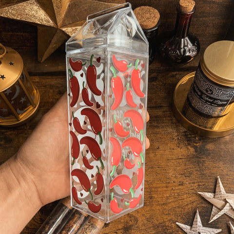 Romance is Nice But Give Me Some Spice Chilli Peppers Carton Shaped Drinking Bottle 500ml