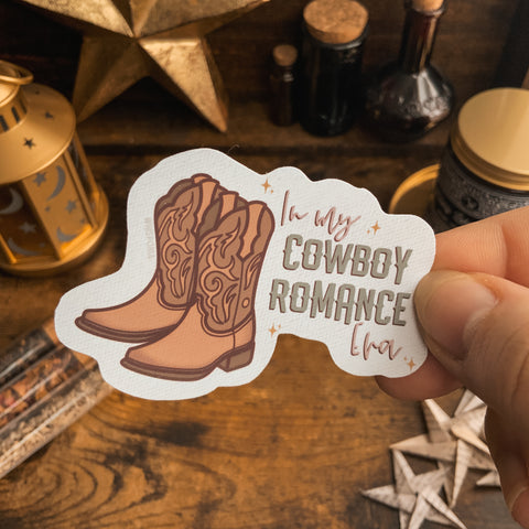 "In my Cowboy Romance Era" Cowboy Boots Vinyl Die Cut Sticker