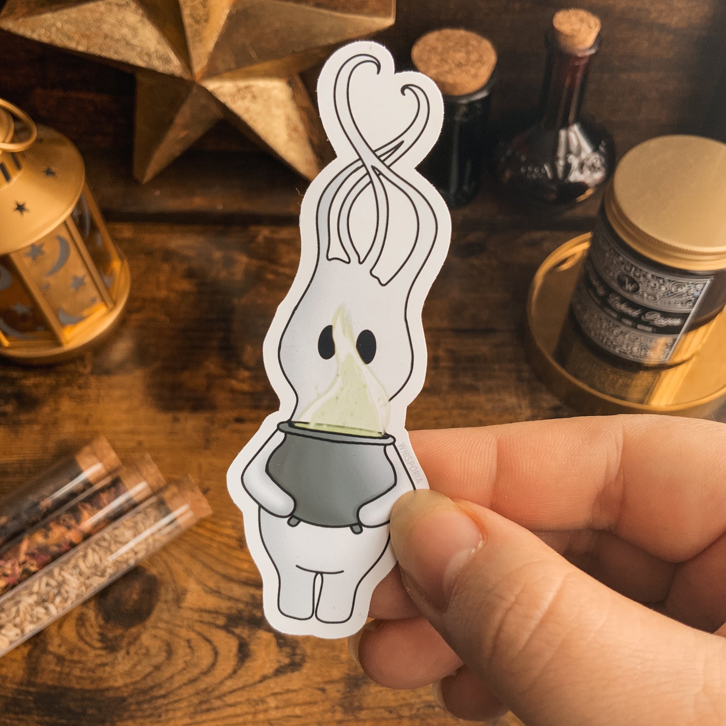 Magical Cauldron Witchy Whisp Vinyl Die Cut Sticker