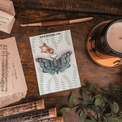 Ornate Moth Clear Acrylic Keyring