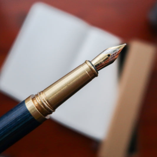 Wooden Brass Fountain Pen (Blue)