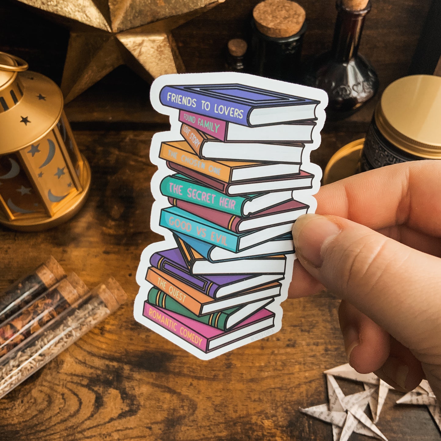 Fantasy Tropes Book Stack Vinyl Die Cut Sticker