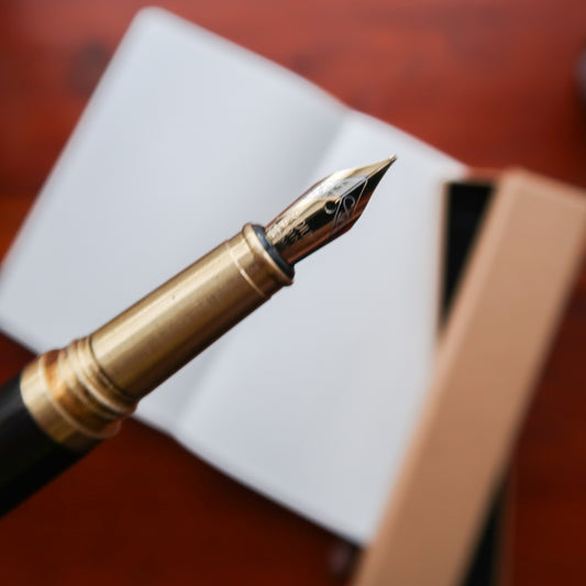 Wooden Brass Fountain Pen (Black)