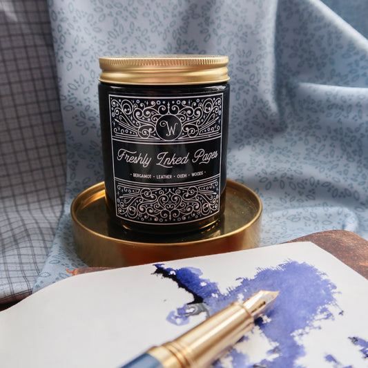 Freshly Inked Pages Candle - Leather & Oudh