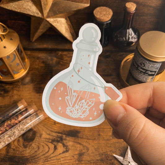 Orange Crystal Potion Bottle Vinyl Die Cut Sticker