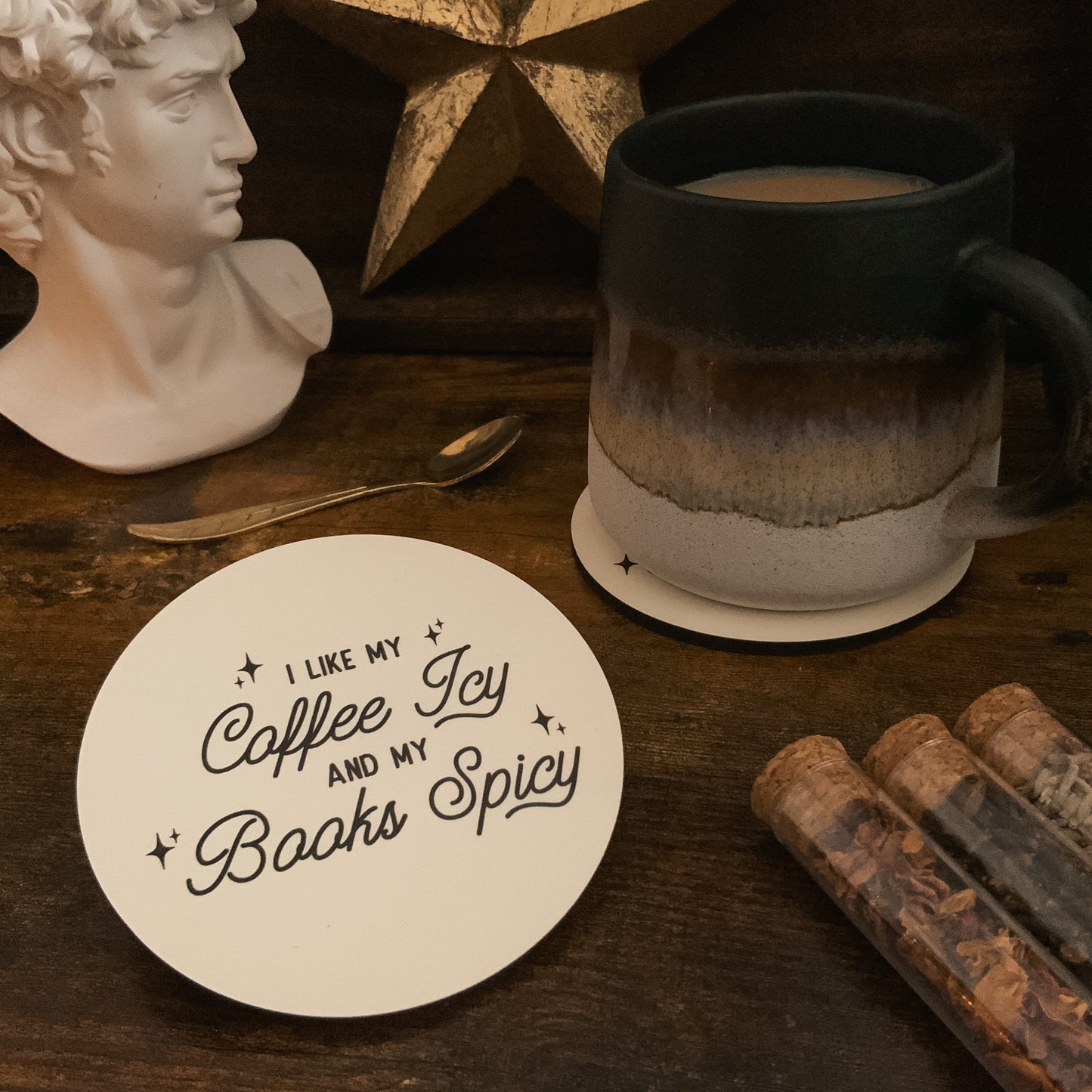 Coffee Icy, Books Spicy Coaster