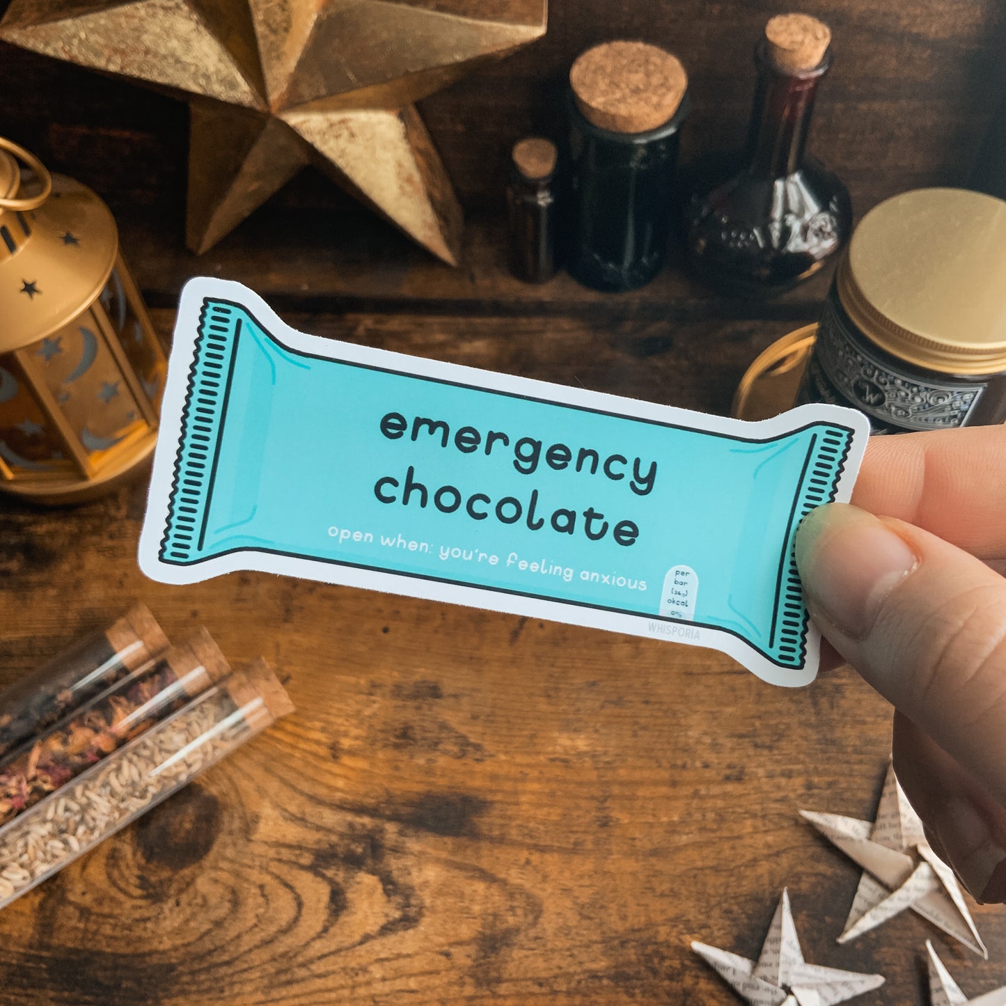 Emergency Chocolate Feeling Anxious Vinyl Die Cut Sticker