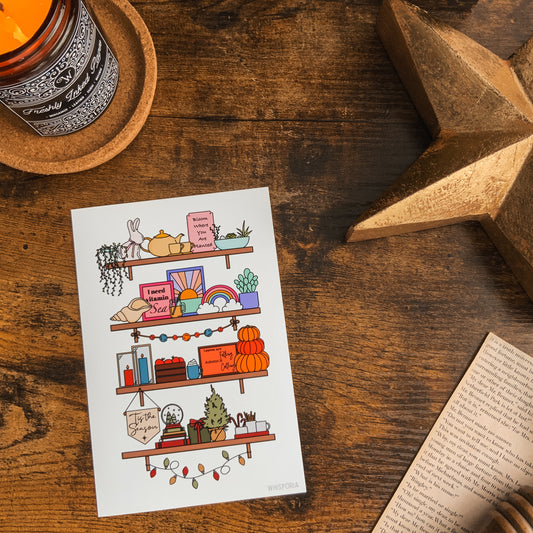 Seasonal Shelves A6 Print and Journaling Card