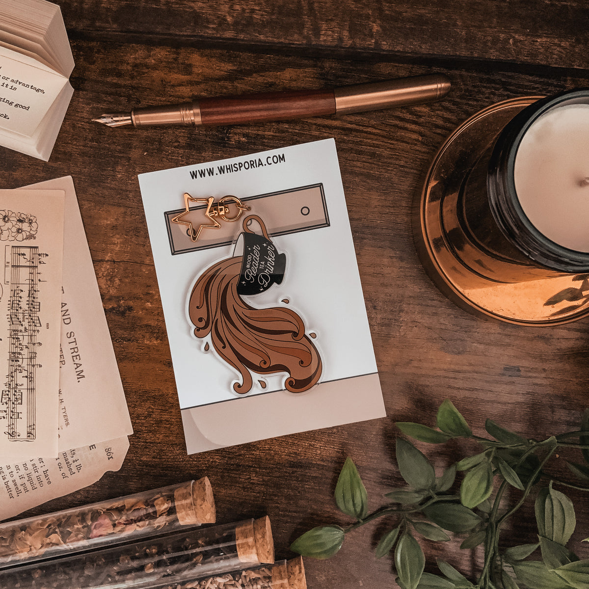 Mood Reader, Tea Drinker Clear Acrylic Keyring