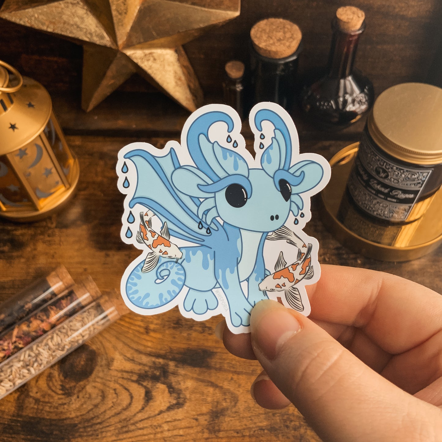 Blue Rain Dragon Vinyl Die Cut Sticker