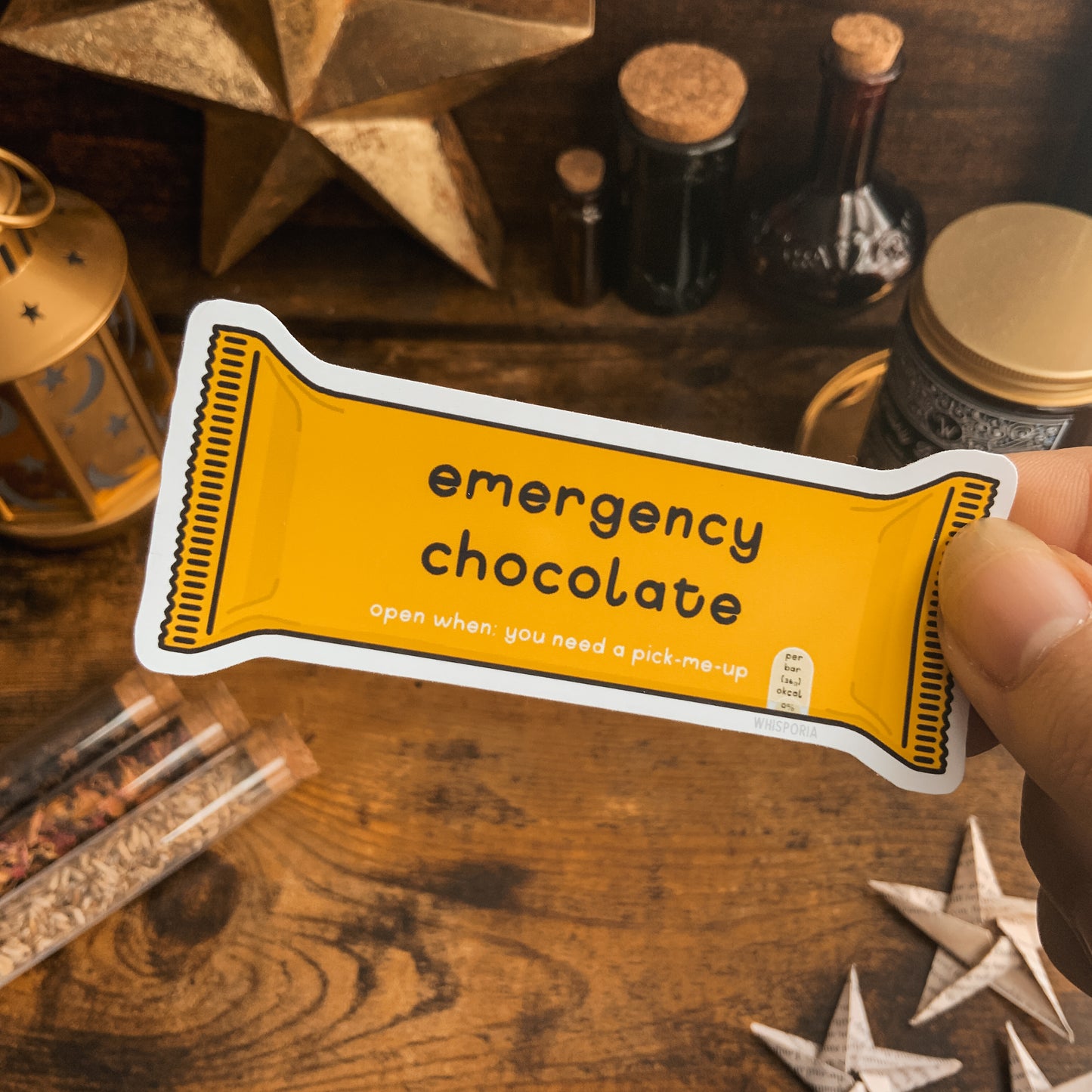 Emergency Chocolate Pick-Me-Up Vinyl Die Cut Sticker