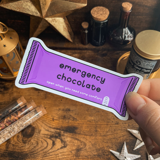 Emergency Chocolate Comfort Vinyl Die Cut Sticker