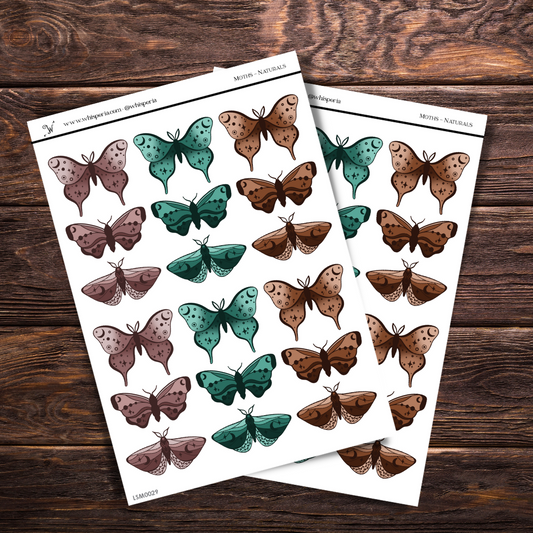 Moth Deco Stickers - Naturals